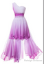 One Shoulder High Low Chiffon Bridesmaid Dresses, Homecoming Gown For Juniors