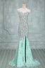 High Quality Mermaid Rhinestones Long Sexy Sweetheart Front Split Mint Chiffon Trumpet 2026 Prom Dresses