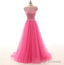 Pink Prom Dresses, Pink Evening Gowns Simple Formal Dresses, Prom Dresses, Teens Fashion Evening Gown Beadings Evening Dress, Pink Party Dress, Prom Gowns