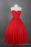 Knee Length Prom Dresses, Red Prom Gowns Vintage Prom Gown Elegant Prom Dress, Cheap Prom Gown Simple Prom Gown Modest Bridesmaid Dresses, Bridesmaid Gown