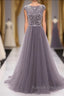 Grey Beading With Flower Type Modest Long Floor Length For Teens Prom Dresses