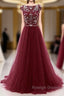 Burgundy Wine Red Beading Long Sexy Prom Dresses