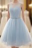 Tulle Short Charming Short Light Blue Cute Prom Dresses