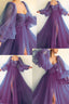 Purple Elegant Tulle Long Formal Prom Dress Evening Gown Party Dress