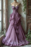 Purple A-Line Sweetheart Neck Tulle Beaded Long Prom Dress, Vintage Formal Dress