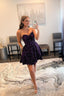 Purple A Line Sweetheart Sequins Short Homecoming Dress with Pockets