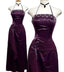 Purple Fashion Elegant Vintage Backless Exquisite Beaded Halter Prom Dresses Long Satin Prom Dresses Ball Gowns