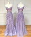 Purple Lace Long Prom Dresses
