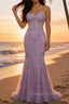 Purple Prom Dress Sweetheart Neck Mermaid Fromal Dress With Appliques