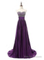 Purple Satin Beading Sweetheart Prom Dress