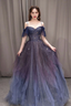 PURPLE SWEETHEART NECK TULLE Prom Dresses Long PURPLE Prom Dresses