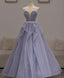 Purple Sweetheart Neck Tulle Sequin Long Prom Dress, Purple Ball Gown Graduation Dress