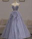 Purple Sweetheart Neck Tulle Sequin Long Prom Dress, Purple Ball Gowns Graduation Dress