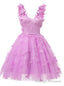 Purple Tulle Butterfly Appliques Homecoming Dress
