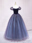 Purple Tulle Long Prom Dresses, Shiny Purple Tulle Formal Gowns Sweet 16 Dress
