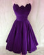 Purple Velvet Strapless Party Dress