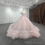 Quinceanera Ball Gowns Off-the-Shoulder Sequined Pink Dress