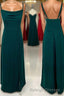 Dark Green Cowl Neck Straps Chiffon Long Bridesmaid Dress