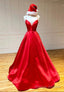 Red Satin Long Prom Dresses, Simple A Line Prom Dresses