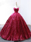 Red Ball Gowns Lace Embroidery Sweetheart Floor Length Wedding Dress