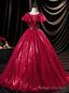 Red Ball Gown Sequins Appliques Quinceanera Dress