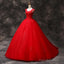 Red Ball Gowns Wedding Dress Lace Tulle Sweet 16 Dress