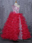 Red Girls Pageant Dresses For Weddings Ball Gowns One Shoulder