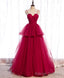 Red Long Prom Dresses, Sweetheart Neck Red Formal Gowns