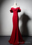 Red Mermaid Long Sweetheart Off Shoulder Prom Dress, Red Formal Dresses