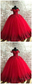 Red Prom Dress, Gothic Prom Dress, Red Lace Prom Dress