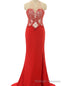 Red Prom Dresses Beading Prom Dresses Mermaid Prom Dresses