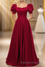 Red Puff Sleeve Prom Dresses / Red Bridesmaid Dresses / Victorian Dresses