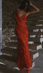 Red Ruffles Long Formal Dress Elegant Prom Dresses Mermaid