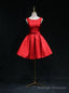 Red Satin Backless Bow Homecoming Dress