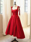 Red Satin High Low Formal Dress with Bow, Red Prom Dress