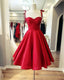 Red Satin Knee Length Corset Dresses