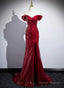 Red Sequins Mermaid Long Off Shoulder Prom Dresses Red Sequins Prom Dresses