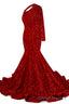 Red Sequins Mermaid Prom Dresses One Shoulder Prom Dresses Floor Length Wedding Prom Gown