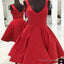 Red Simple V-Neck Freshman A-Line Cheap Homecoming Dress