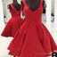 Red Simple V-Neck Freshman A-Line Cheap Homecoming Dresses