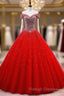 Red Sparkle Tulle Sweetheart Party Dress, Shiny Sweet 16 Dresses