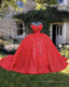 Red Sparkly Ball Gown Dress With Bow