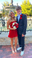 Red Strapless Short Homecoming Dress,Birthday Prom Dress