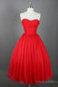 Red Strapless Tulle Short Prom Dresses Cute A-Line Sweetheart Neck Prom Dresses