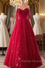 Red Sweetheart Tulle Long Beautiful Prom Dresses, Wine Red Party Dresses Evening Gown