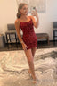 Red Tight Sequins Backless Homecoming Dress