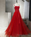 Red Tulle Long Prom Dress, Red Tulle Prom Dress