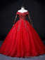 Red Tulle Off the Shoulder Beading Quinceanera Dress