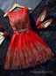 Red Tulle Sequins Bow Homecoming Dress