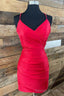 Red V Neck Lace-Up Short Homecoming Dress Cocktail